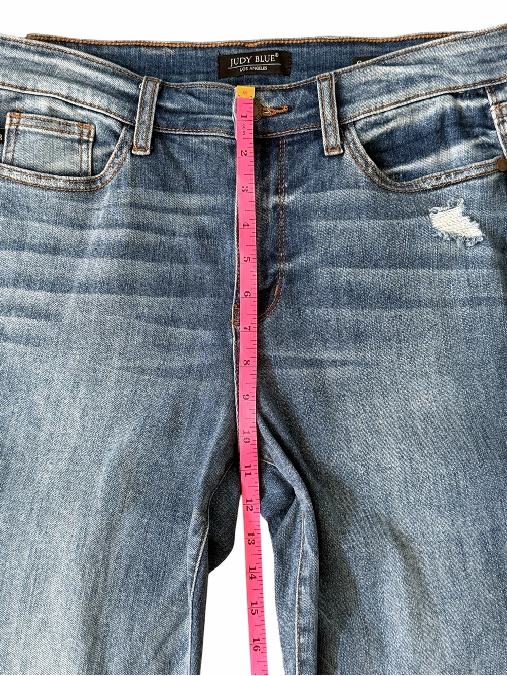 Judy Blue Womens Cropped Boot Jeans Size 11/30 High Rise Raw Hem Distressed - Picture 11 of 13